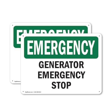 Signmission Generator Stop, 14 in W x Rectangle, Plastic OS-2PACK-EM-P-1014-L-10392